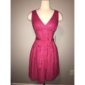 BCBG Max Azria "Katrina" Dark Pink Sequin Lace A-Line Dress, Size 2 NWT! $348